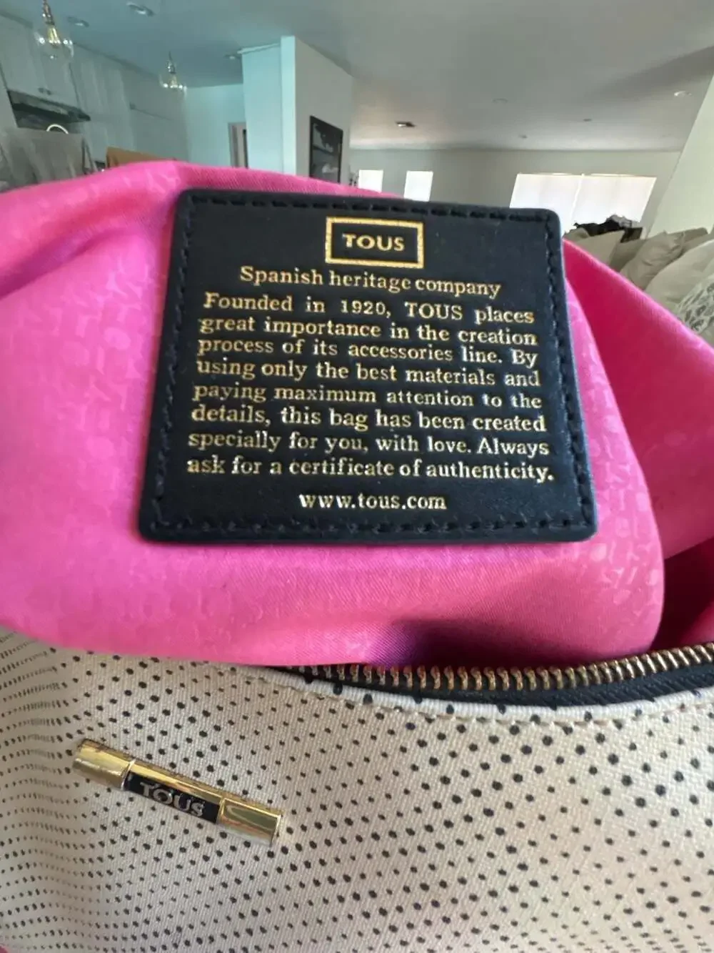 TOUS Perforated Hobo Shoulder Bag with Pink Lining